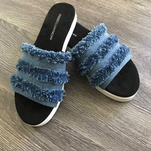 Rebecca Minkoff Beth Denim Slides Size 8 EUC